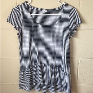 Short Sleeve Navy and White Striped Shirt